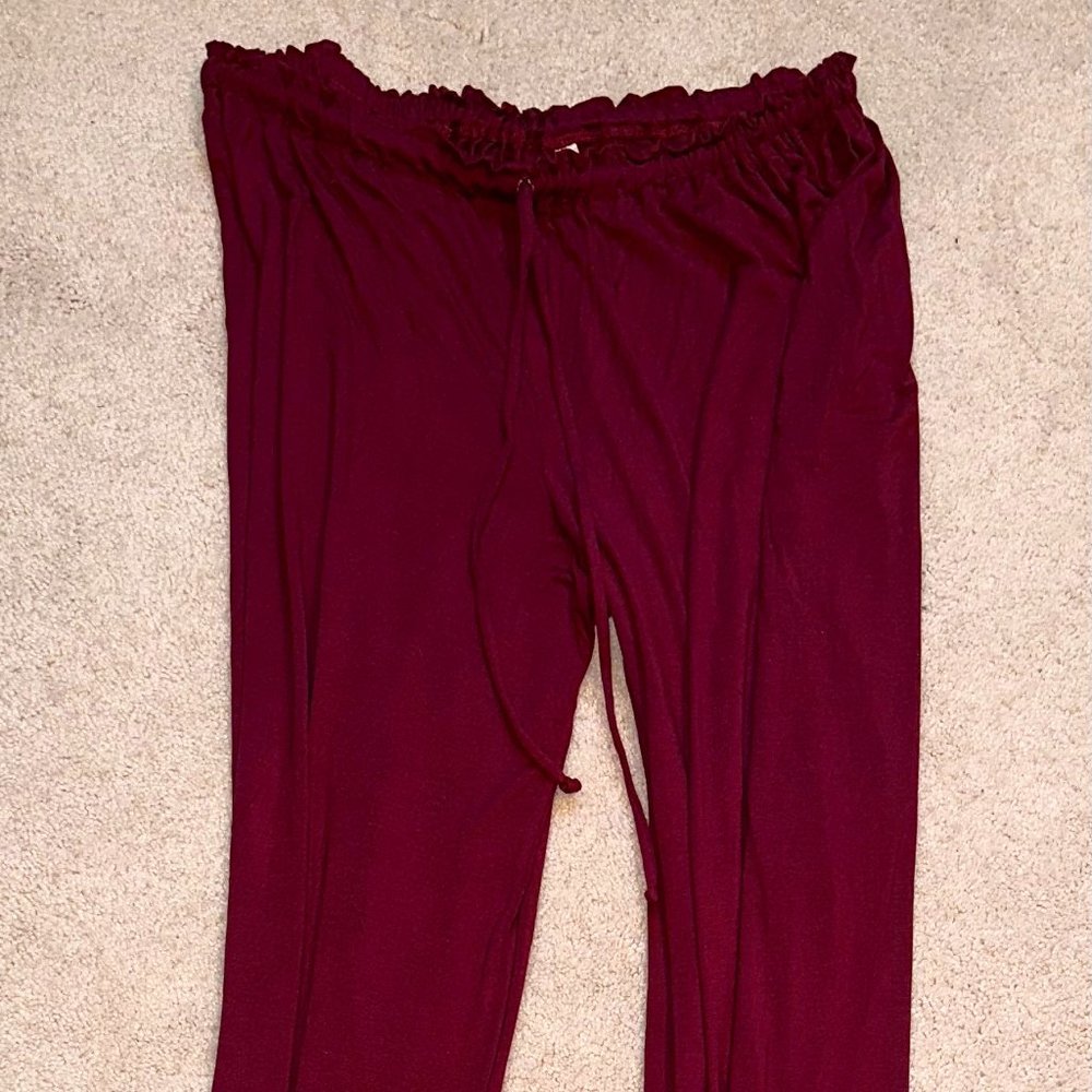 Rare Catherine D'Lish Wide Leg, Flowy, New Burgundy Medium Loungewear Pants